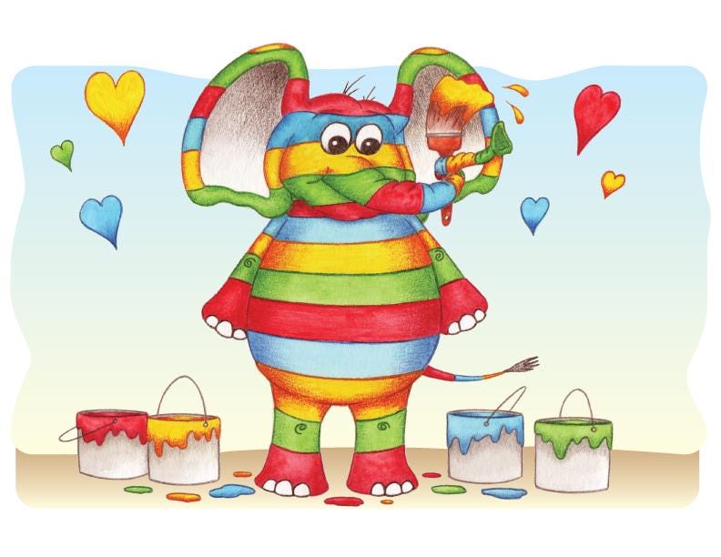 Elephant Painting Blank Greeting Card