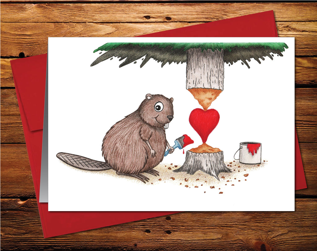 Beaver in Love Blank Greeting Card