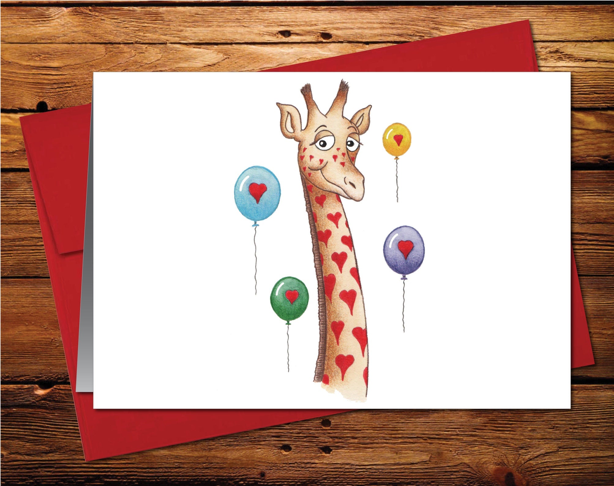 Giraffe Love Blank Greeting Card