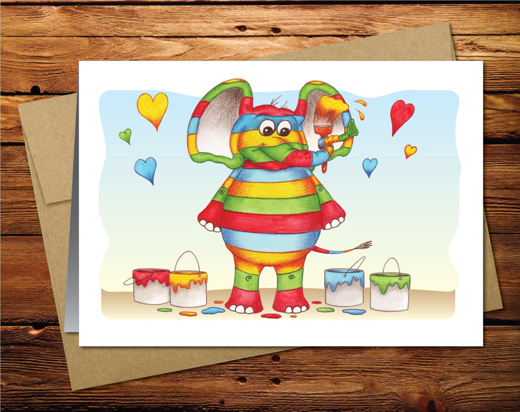 Elephant Painting Blank Greeting Card