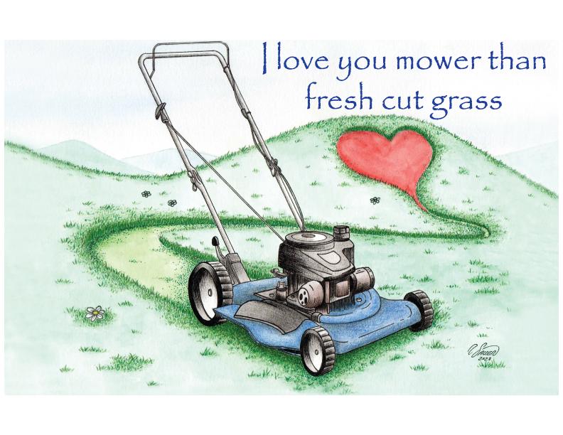 Mower Love Blank Greeting Card