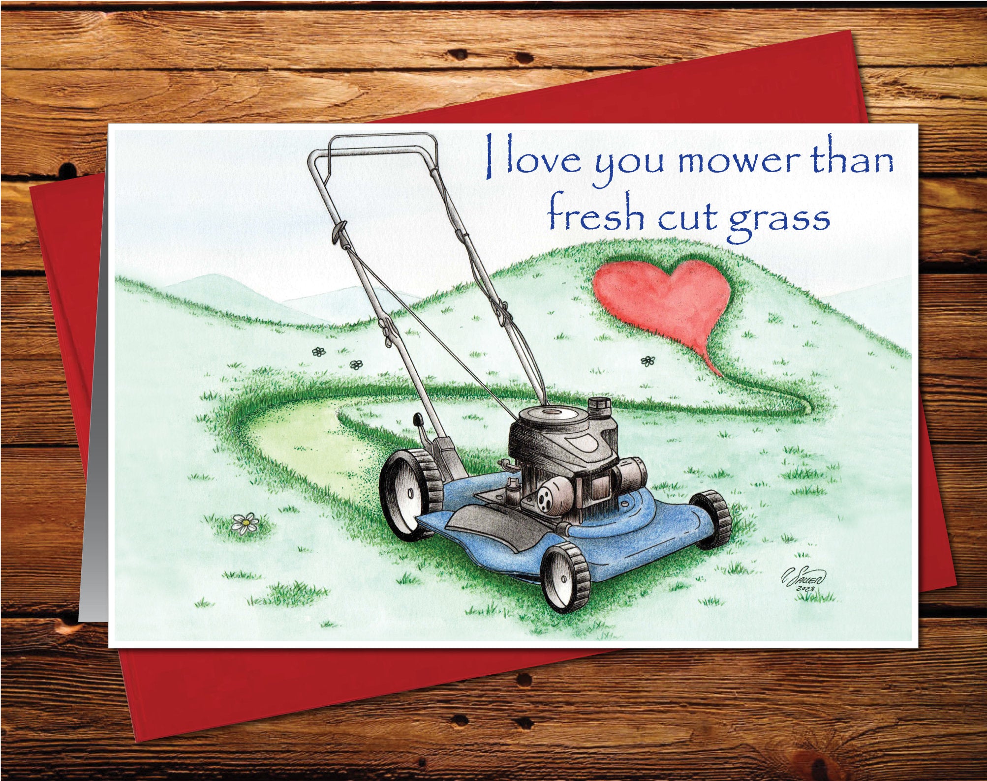 Mower Love Blank Greeting Card