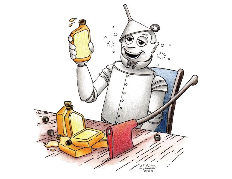 Wizard of OZ Tin Man with Oil Blank Greeting Card