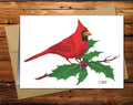 Cardinal Holly Blank Greeting Card