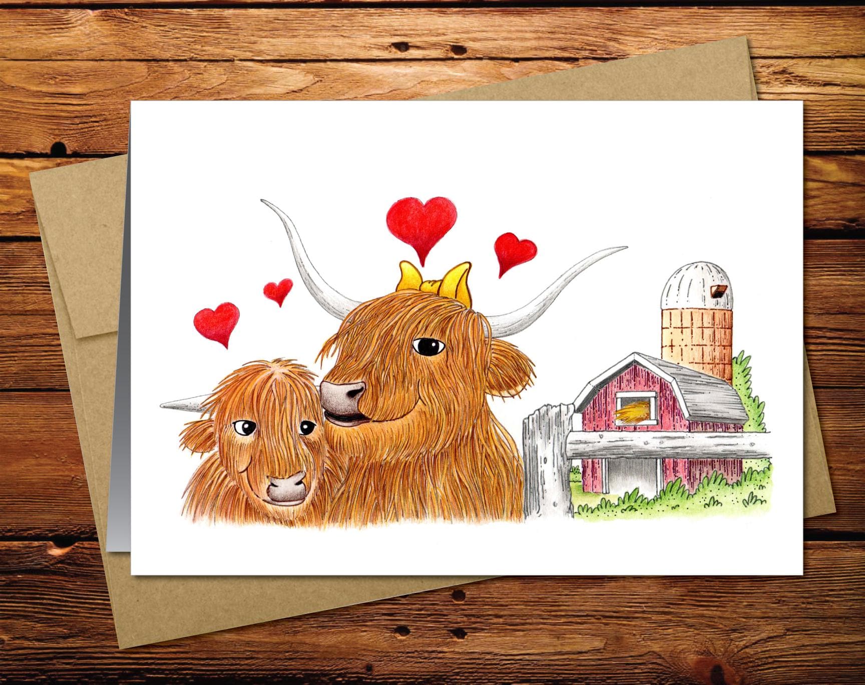Highland Cow Blank Greeting Card